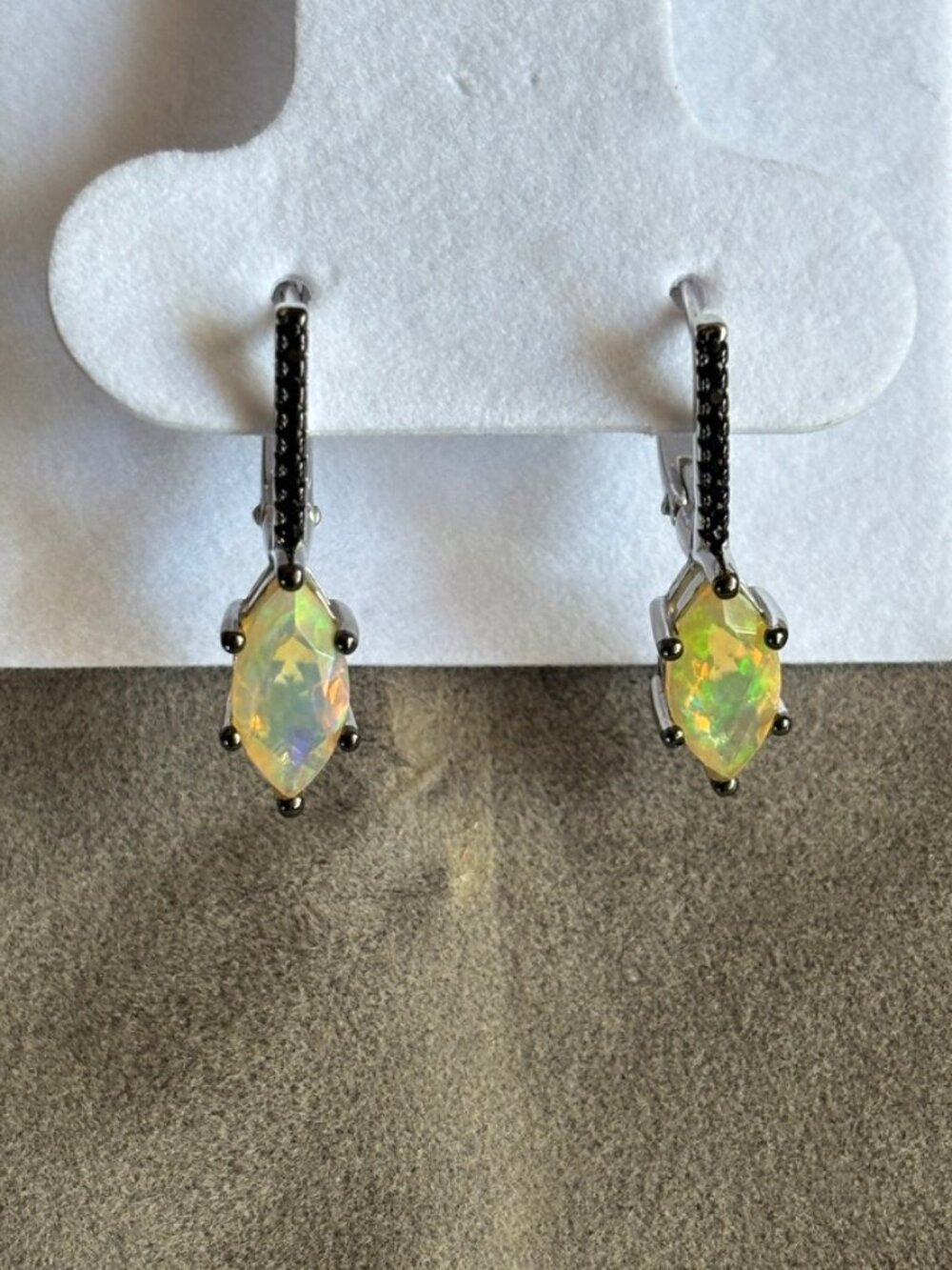 Sterling Silver Marquise Fire Opal with Black Spinel